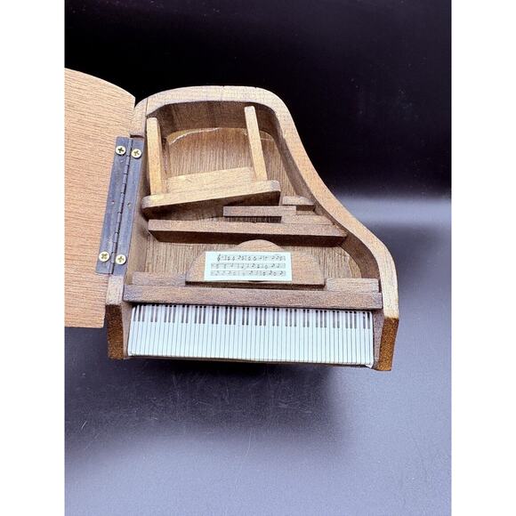 Vtg Concord Dollhouse Miniature Grand Piano Bench Stool With Box Med Oak Color - Picture 13 of 16